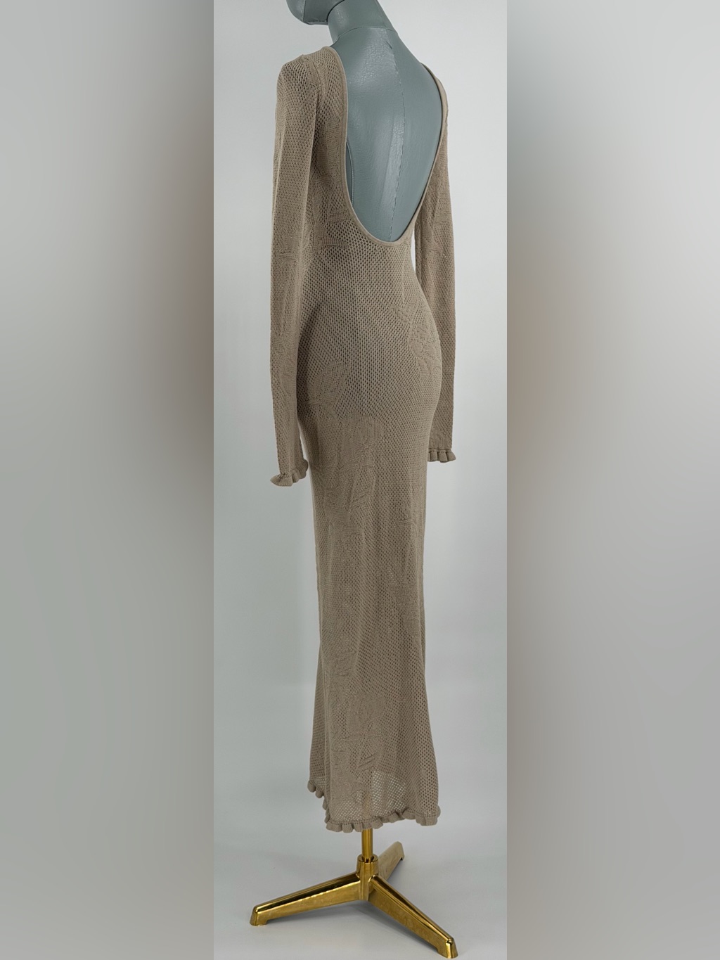 Mirror Palais Nwot Rose Pointelle Crochet Knit Dress, Kitten Grey - Sz Xs — image 7 of 8